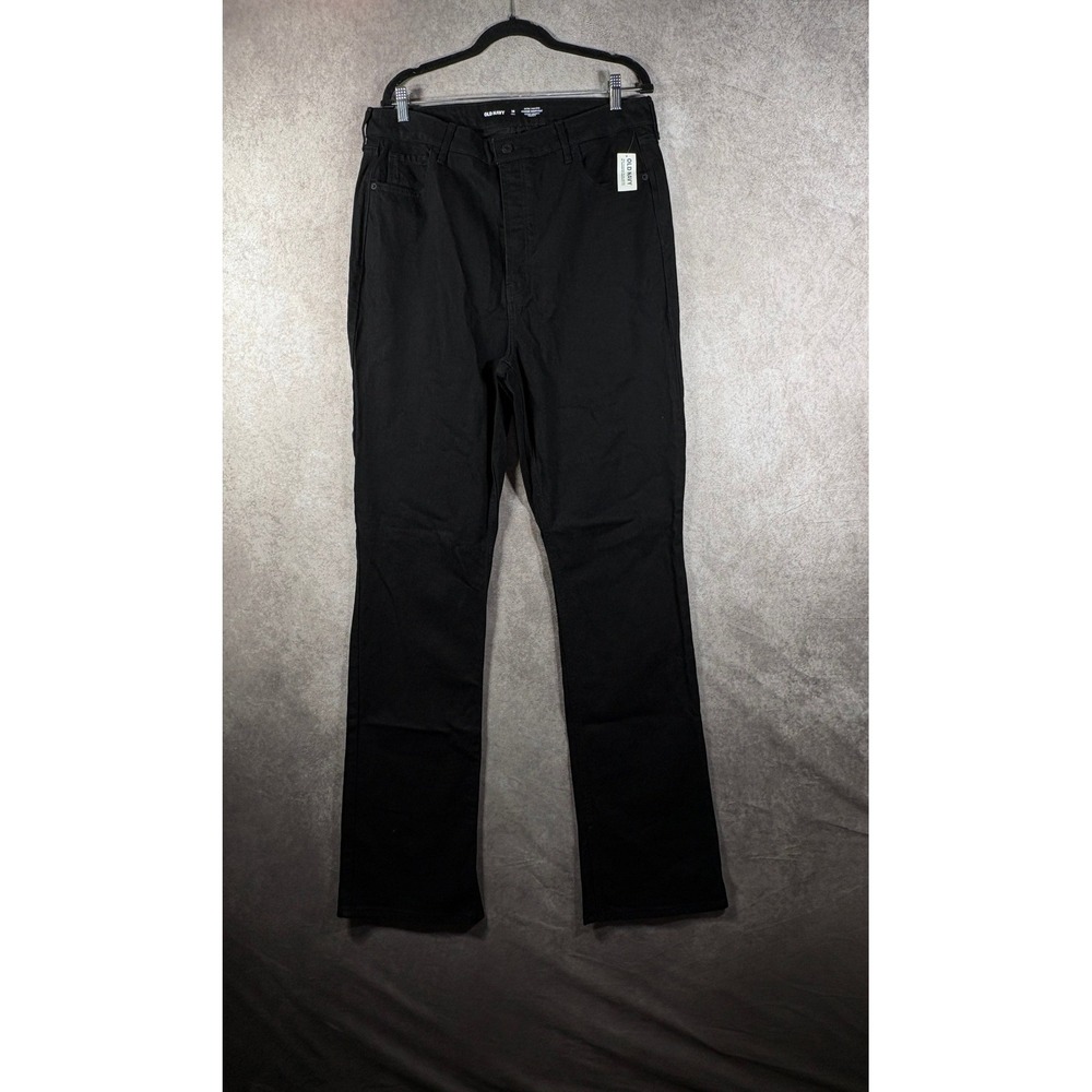 Old Navy Jeans Womens 16 Tall Black Kicker Boot-Cut Extra High-Rise Smooth NEW